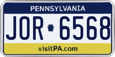 PA license plate JOR6568