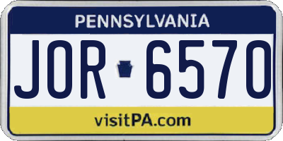 PA license plate JOR6570