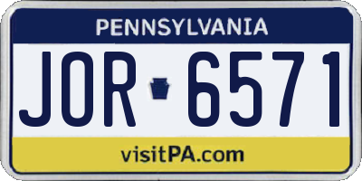 PA license plate JOR6571