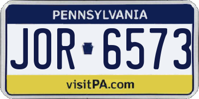 PA license plate JOR6573