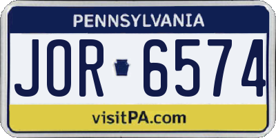 PA license plate JOR6574