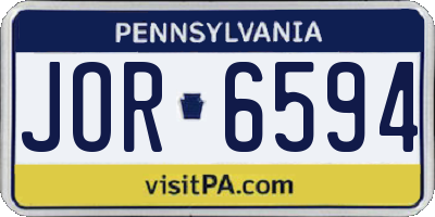 PA license plate JOR6594