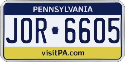 PA license plate JOR6605