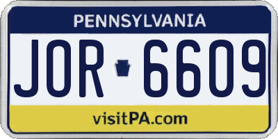 PA license plate JOR6609