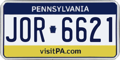 PA license plate JOR6621