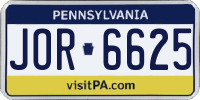 PA license plate JOR6625