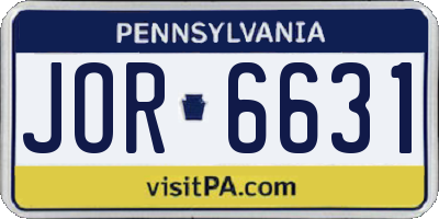 PA license plate JOR6631