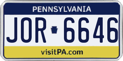 PA license plate JOR6646