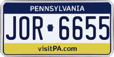 PA license plate JOR6655