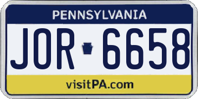PA license plate JOR6658