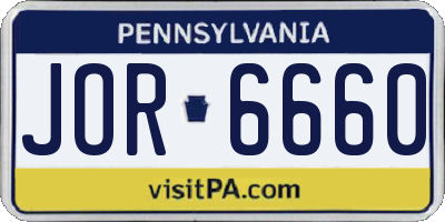 PA license plate JOR6660