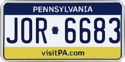 PA license plate JOR6683