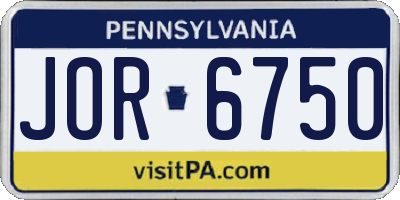 PA license plate JOR6750