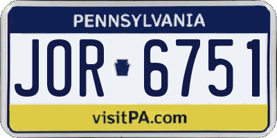 PA license plate JOR6751