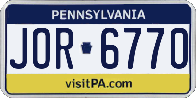 PA license plate JOR6770