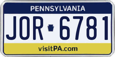 PA license plate JOR6781