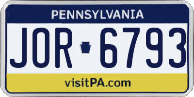PA license plate JOR6793