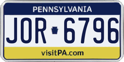 PA license plate JOR6796
