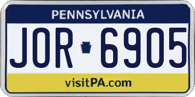 PA license plate JOR6905