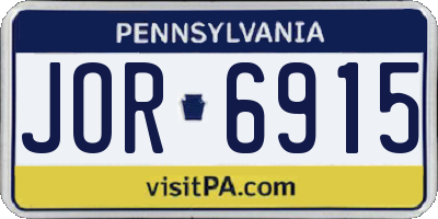 PA license plate JOR6915