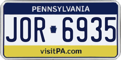 PA license plate JOR6935