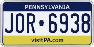 PA license plate JOR6938