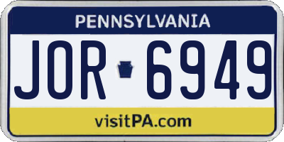PA license plate JOR6949