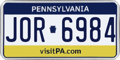 PA license plate JOR6984