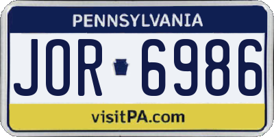 PA license plate JOR6986