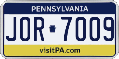 PA license plate JOR7009