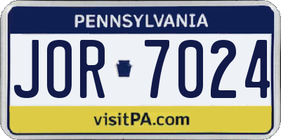 PA license plate JOR7024