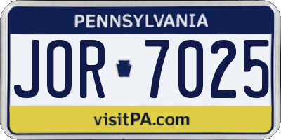 PA license plate JOR7025