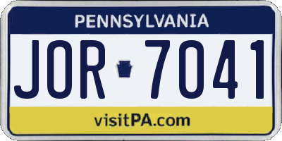 PA license plate JOR7041