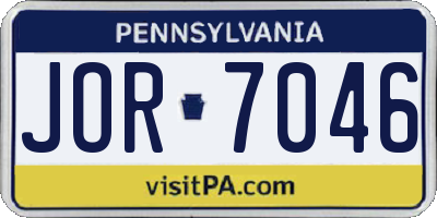 PA license plate JOR7046