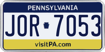 PA license plate JOR7053