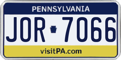 PA license plate JOR7066
