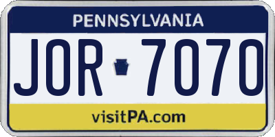 PA license plate JOR7070