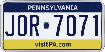 PA license plate JOR7071