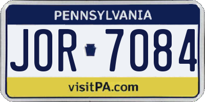PA license plate JOR7084