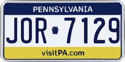 PA license plate JOR7129