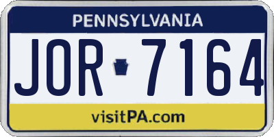 PA license plate JOR7164