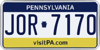 PA license plate JOR7170