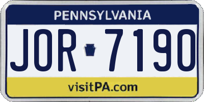 PA license plate JOR7190