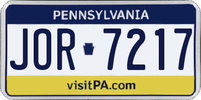 PA license plate JOR7217