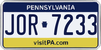 PA license plate JOR7233