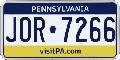 PA license plate JOR7266