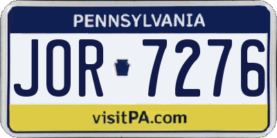 PA license plate JOR7276