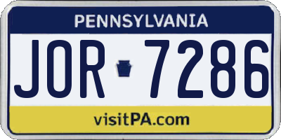 PA license plate JOR7286
