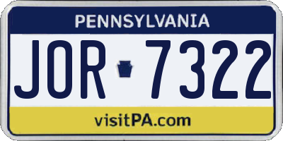 PA license plate JOR7322