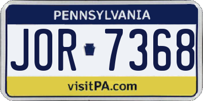 PA license plate JOR7368